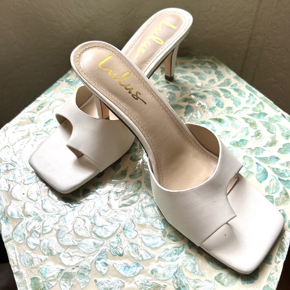 Lulus Off-White Toe Loop Heeled Sandals